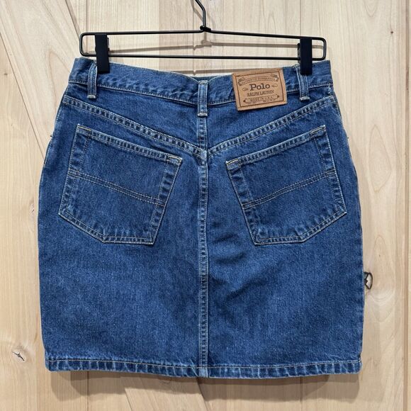 vintage Polo Ralph Lauren Skirt Womans 10 Jean Mini Blue Denim Union Made - Picture 4 of 10